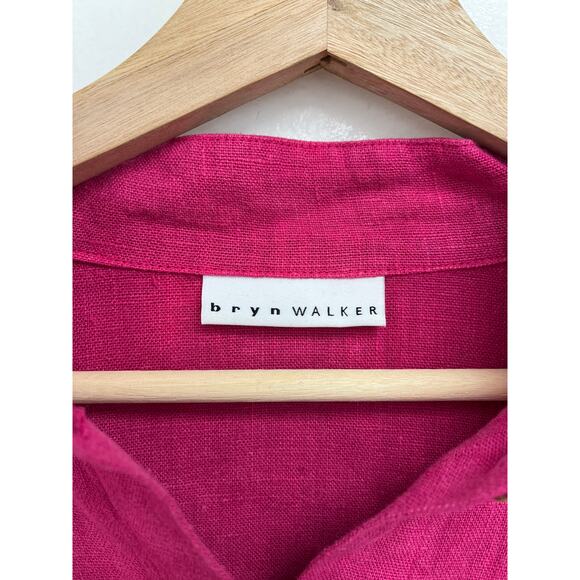 Bryn Walker Danuta Linen Jacket Lagenlook Boxy Oversized Mandarin Collar- Medium - Picture 5 of 10